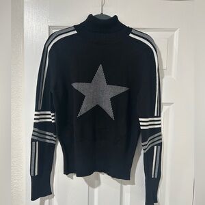 ANTONIO MELANI Black and Gray Star Cowl Neck Sweater